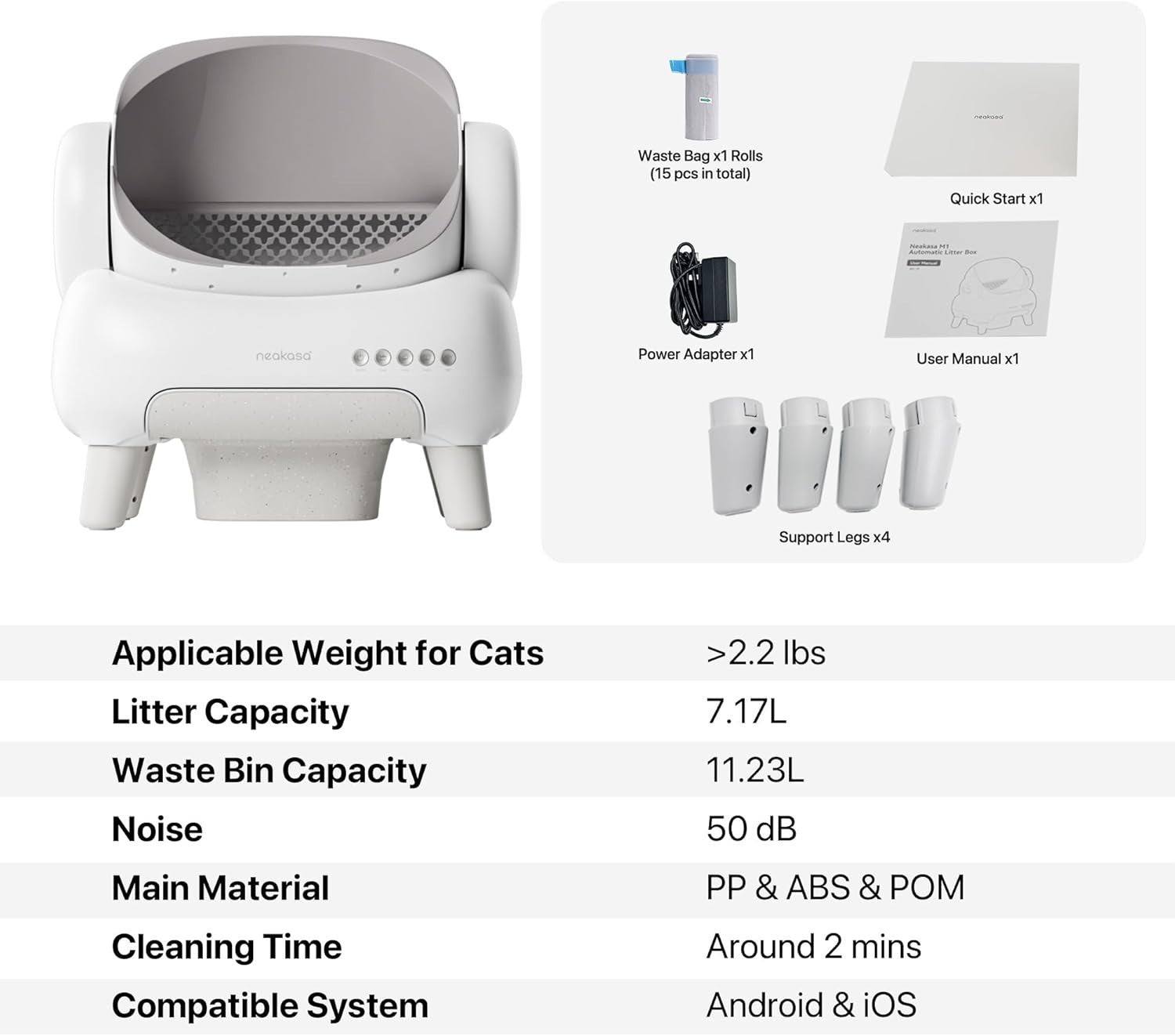 XXL Self Cleaning Cat Litter Box App Control Open Top Odor Free