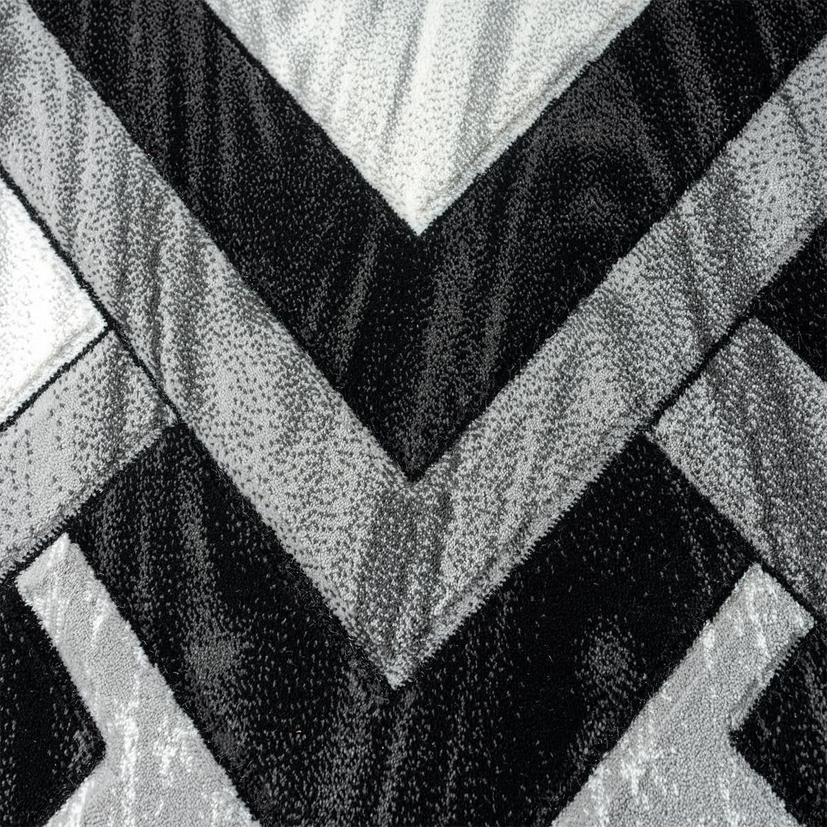 Large Black Grey Area Rug 160x230cm Soft Modern Abstract Living Room Carpet