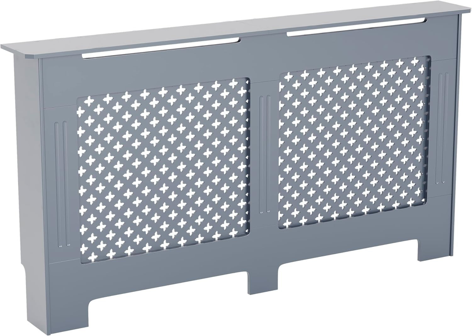 Grey Radiator Cover Large Modern Cross Design MDF Painted Heat Efficient
