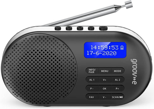 Portable DAB DAB+ FM Digital Radio Bluetooth Alarm Rechargeable LCD