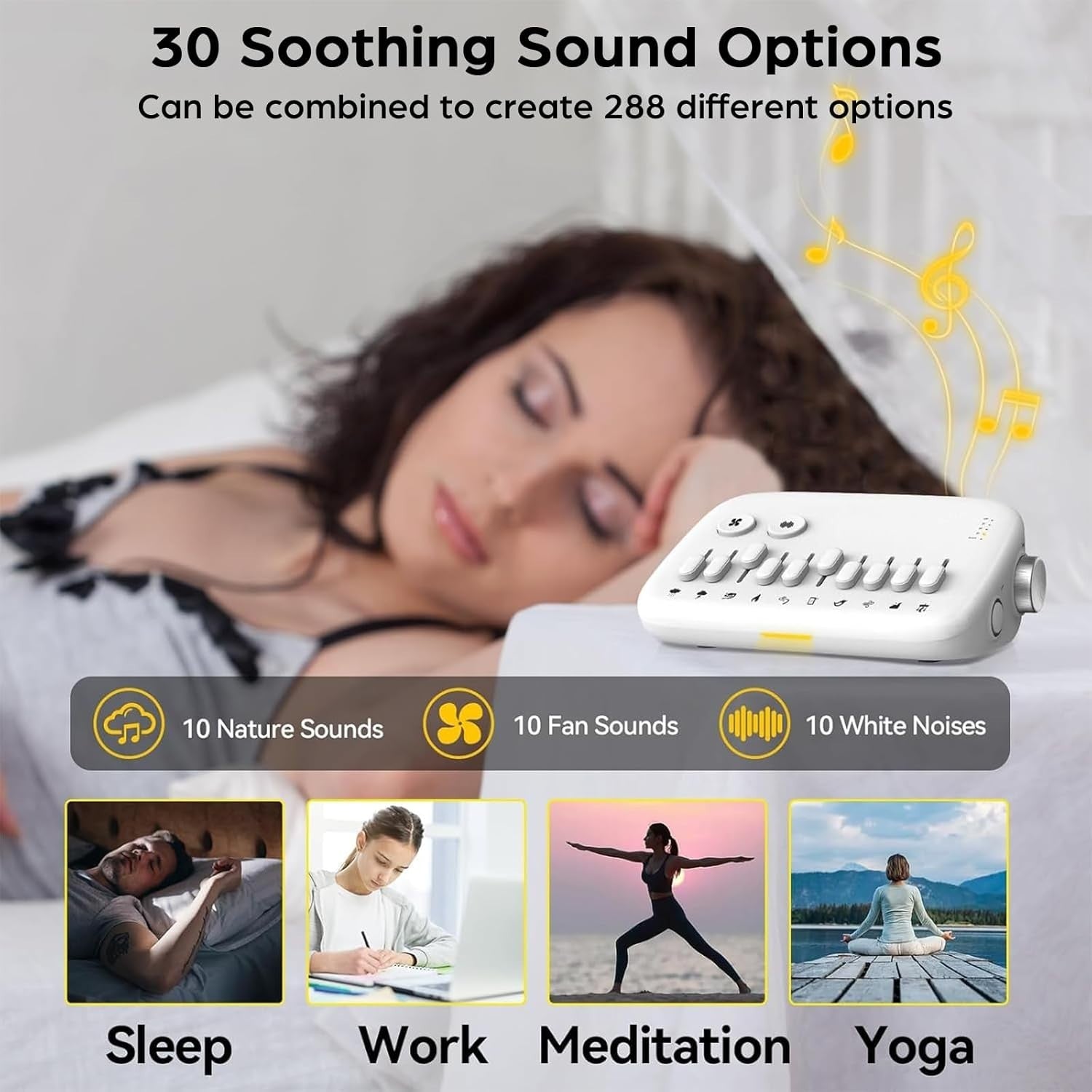 White Noise Machine 10 Nature Sounds 288 Mix Timer Portable Sleep Aid