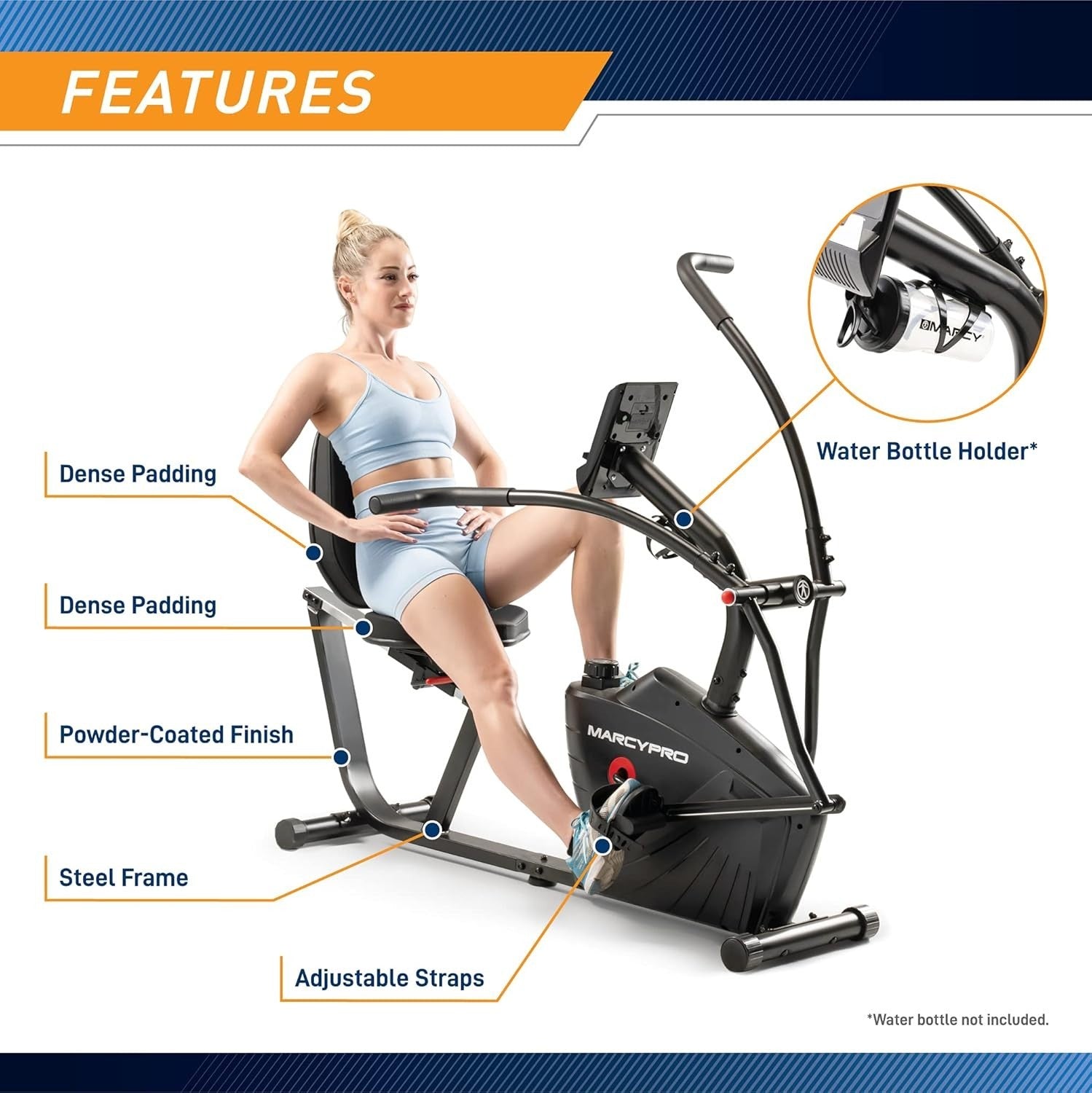 Recumbent Exercise Bike Magnetic Dual Action Arms LCD Adjustable Seat Home Gym