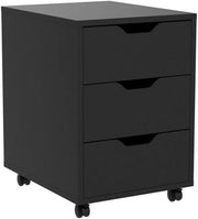 Black Rolling Desk Drawer Unit 3 Tier Under Desk Office Storage
