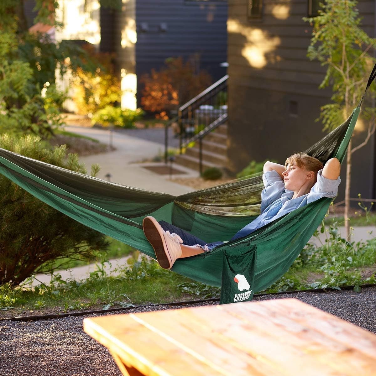 Camping Hammock with Mosquito Net, Lightweight Double Parachute Nylon 772lbs