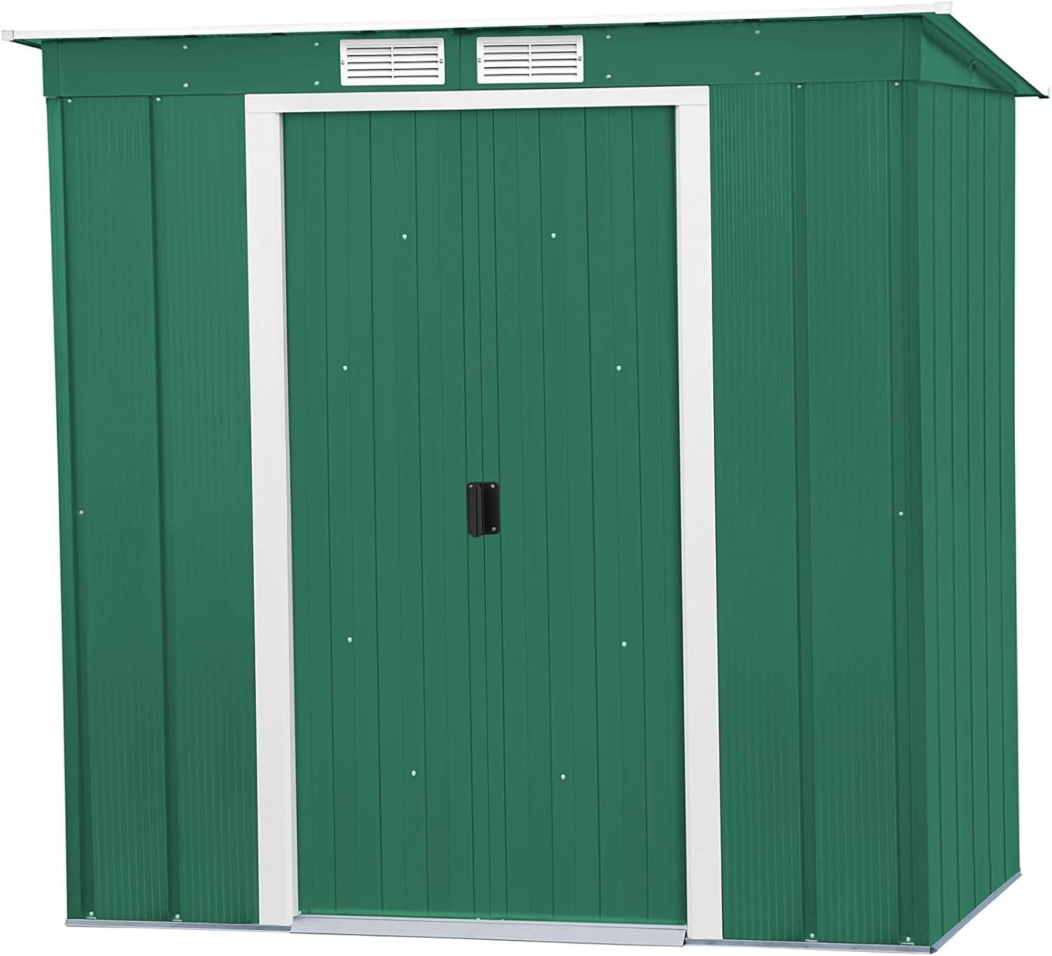 Metal Garden Storage Shed 6x4ft Pent Roof Waterproof Outdoor Tool Shed Green