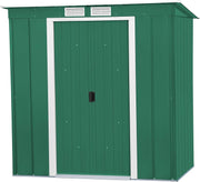 Metal Garden Storage Shed 6x4ft Pent Roof Waterproof Outdoor Tool Shed Green