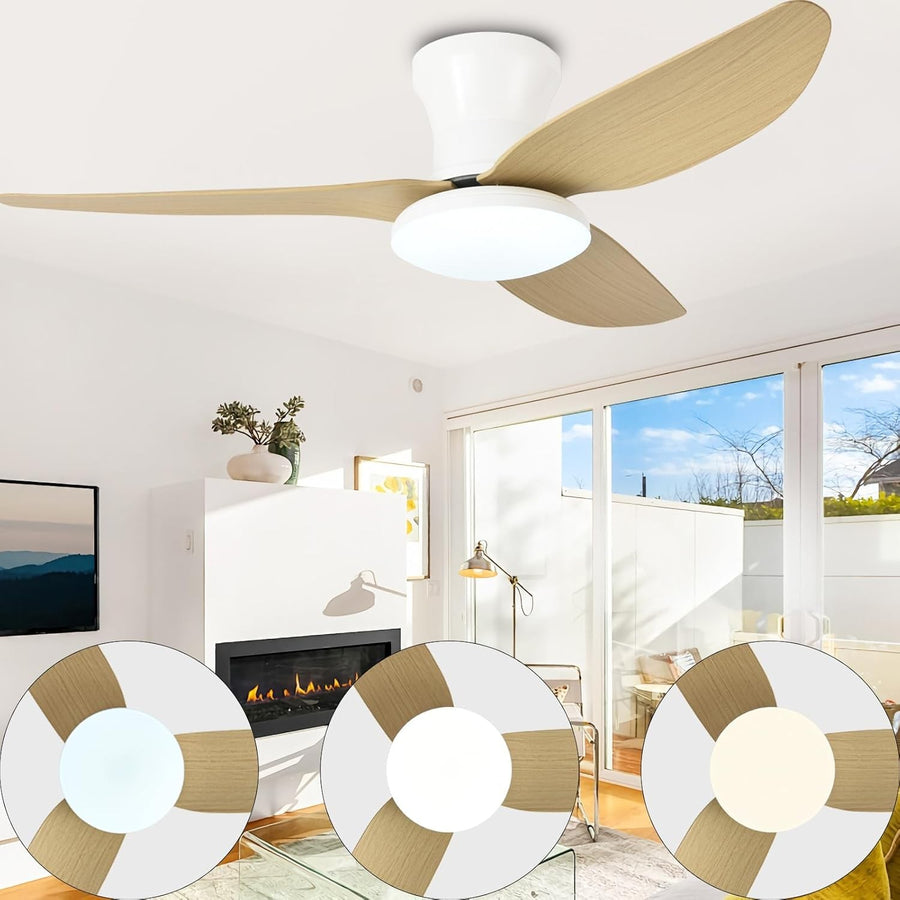 Lrenjon 100CM Ceiling Fan Light, 6-Speed Silent LED – Wood Grain