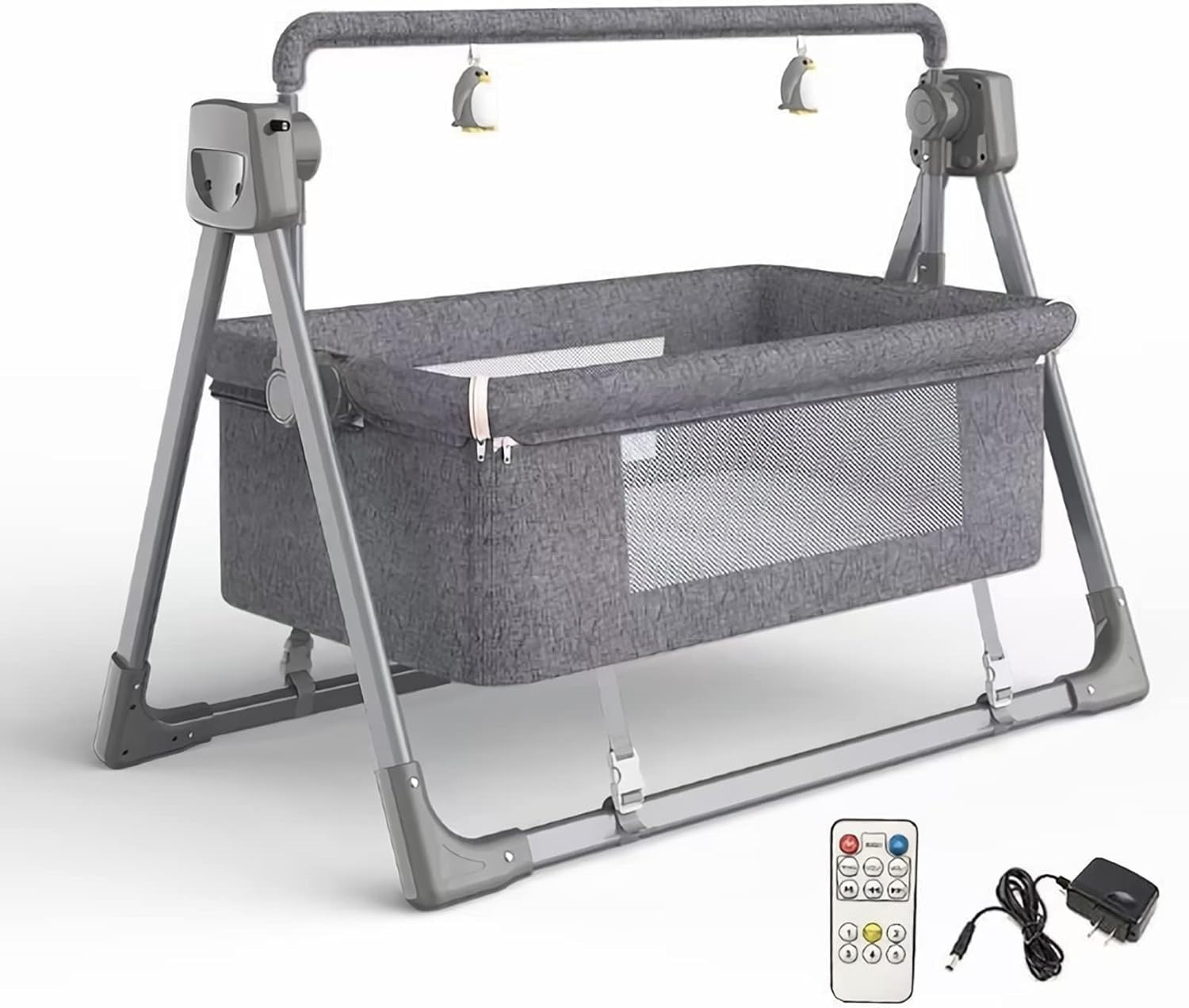 Electric Baby Crib Bassinet Auto Rocking Cot with Music & 5-Speed Swing