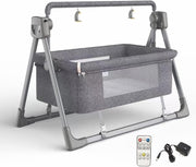Electric Baby Crib Bassinet Auto Rocking Cot with Music & 5-Speed Swing