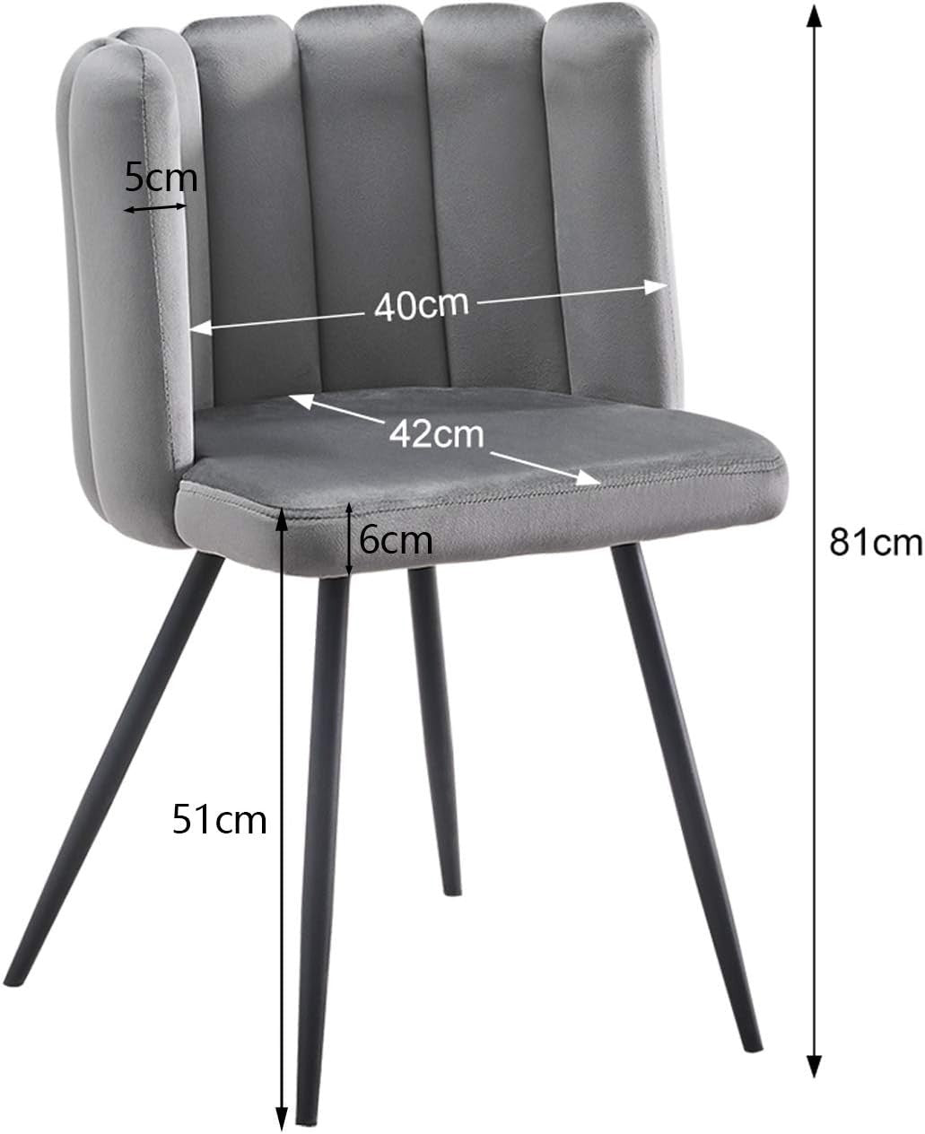Grey Velvet Dining Chair Modern Tub Armchair Black Metal Legs