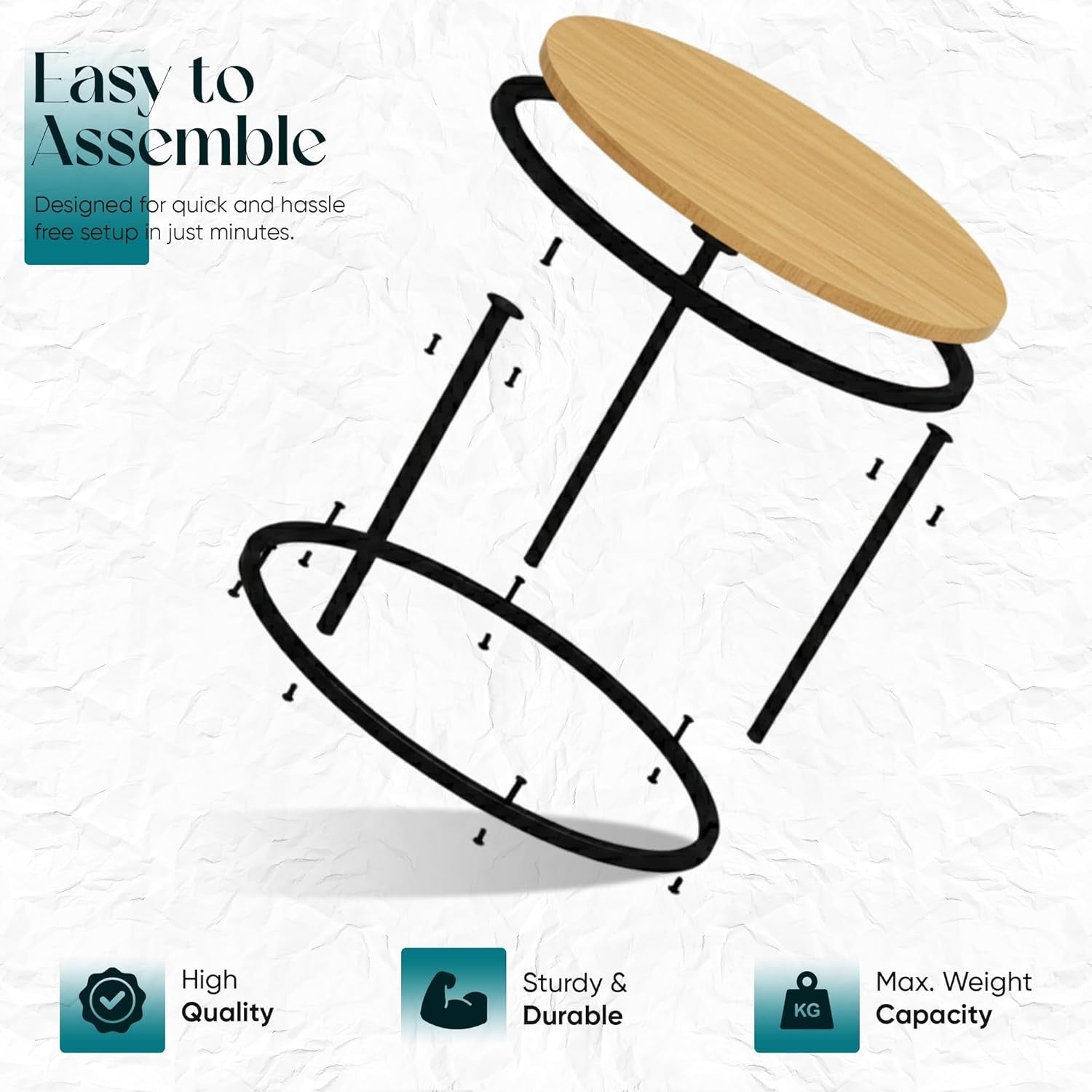 Round Nested Coffee Table Set Oak Wood Stackable Space Saver Living Room End Tab