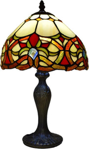 Tiffany Style Table Lamp Brass Base Stained Glass Adjustable Brightness Light