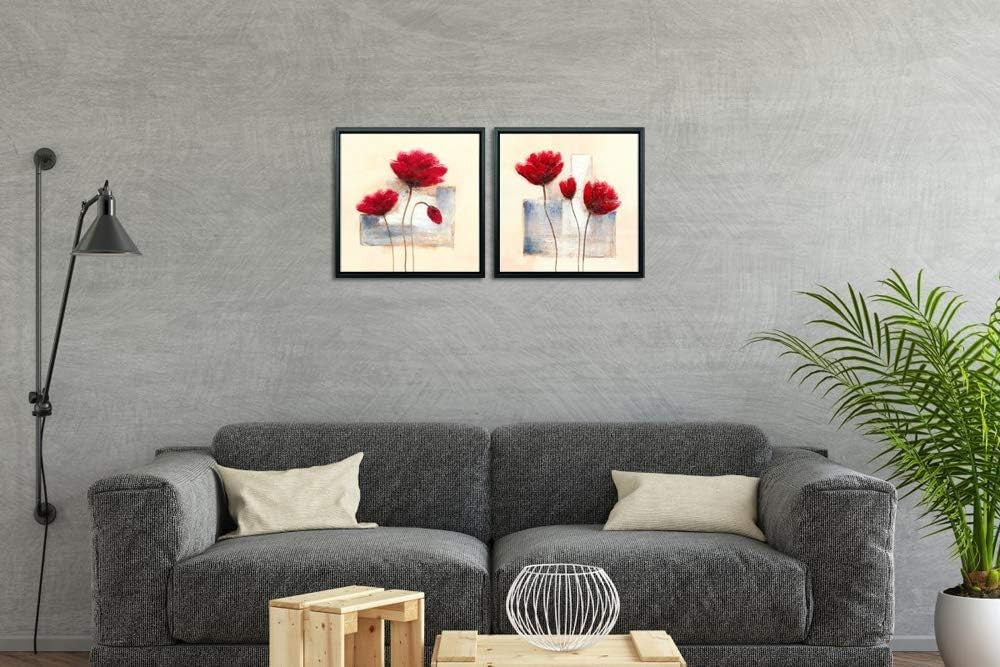 2‑Panel Abstract Floral Canvas Wall Art 12×12 in Each Modern Decor Wall Art