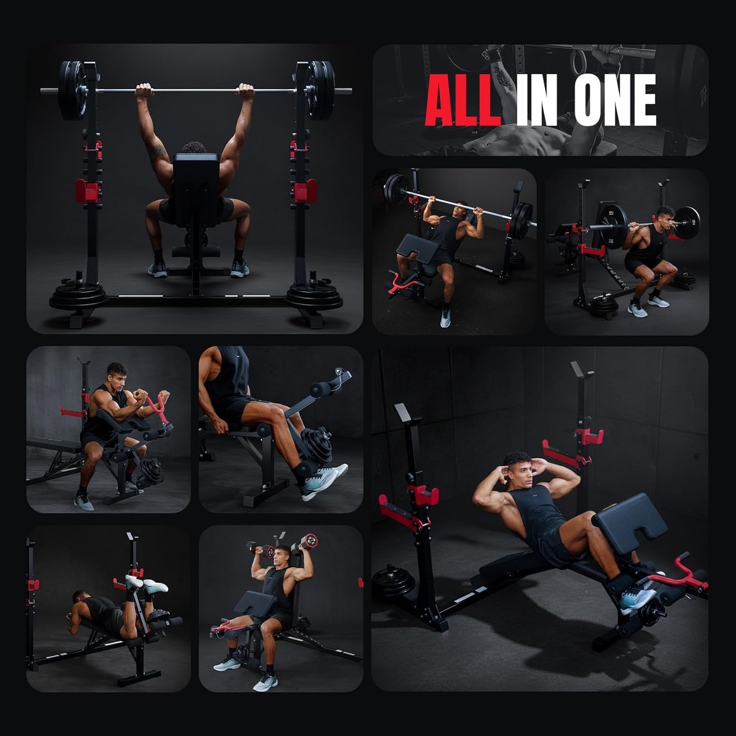 10 In 1 Adjustable Weight Bench Squat Rack Leg Press Home Gym