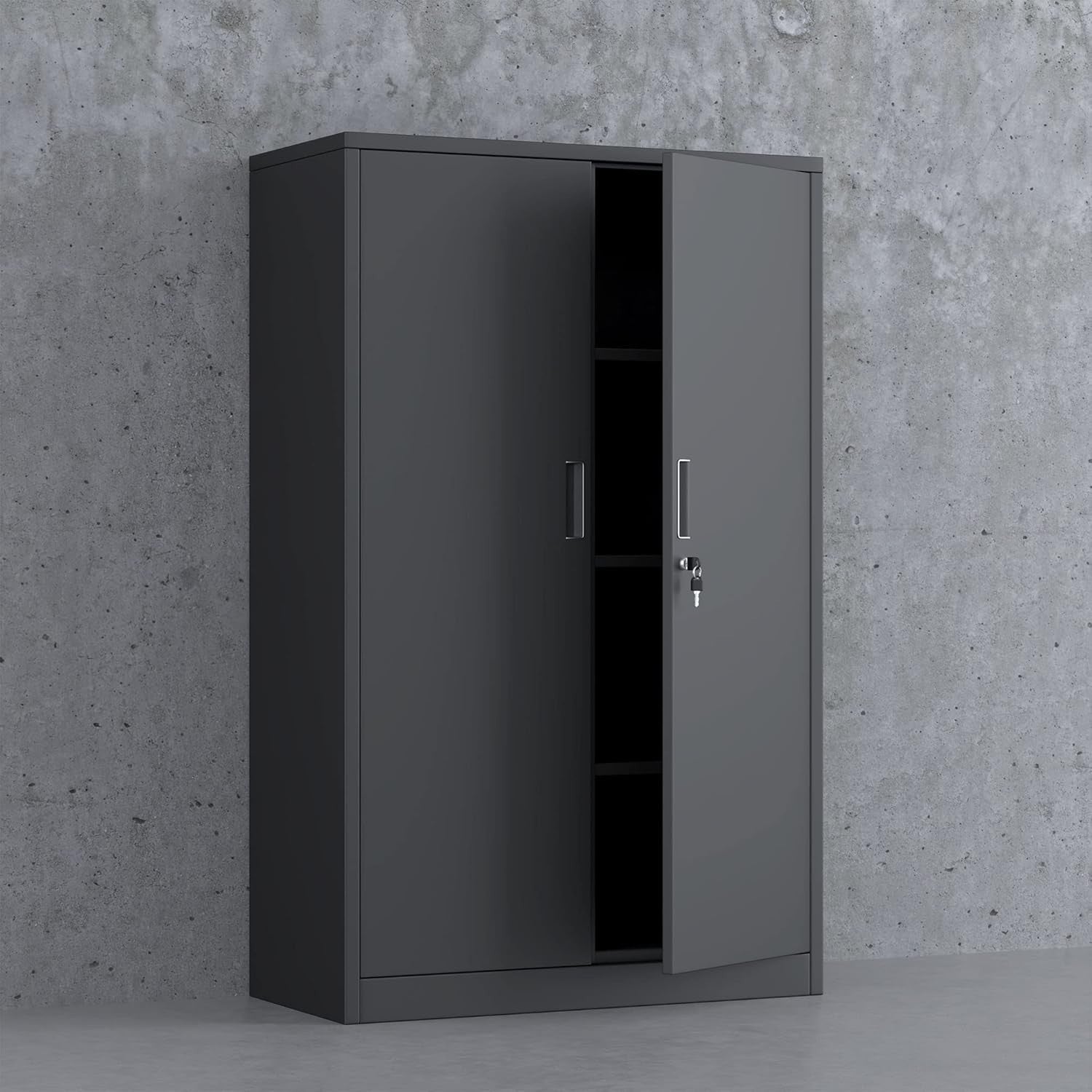 Lockable Steel Storage Cabinet with Shelves for Office Garage 180x90cm