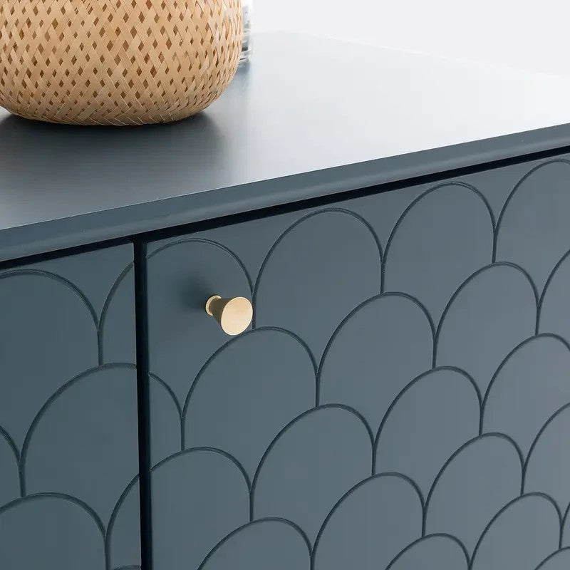 Modern 3 Door Sideboard Cabinet Gold Legs | Navy Buffet Storage Console
