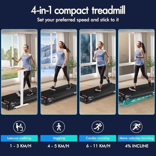 Foldable Under Desk Treadmill 3HP Walking Jogging Running Machine