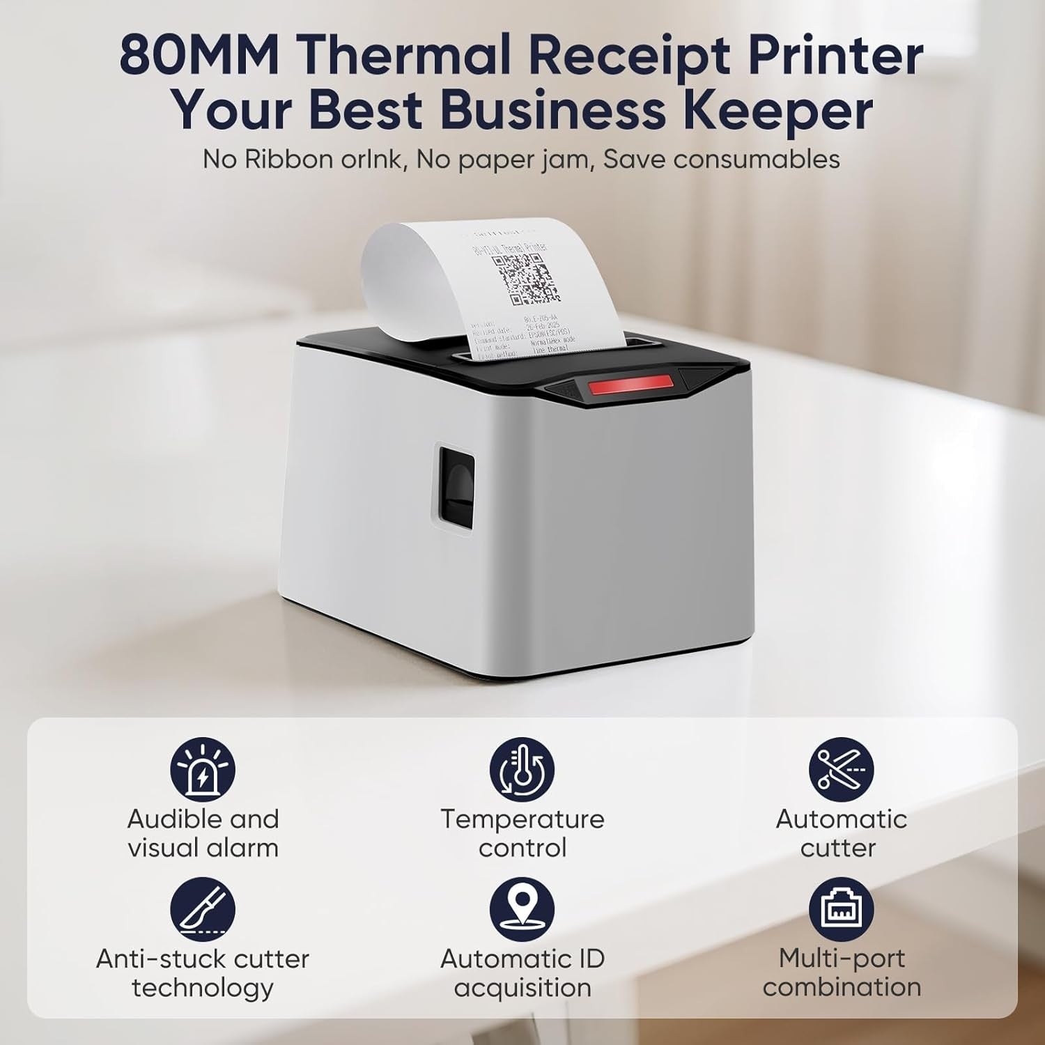 80mm Thermal Receipt Printer – POS Auto Cutter USB & Ethernet for Shop