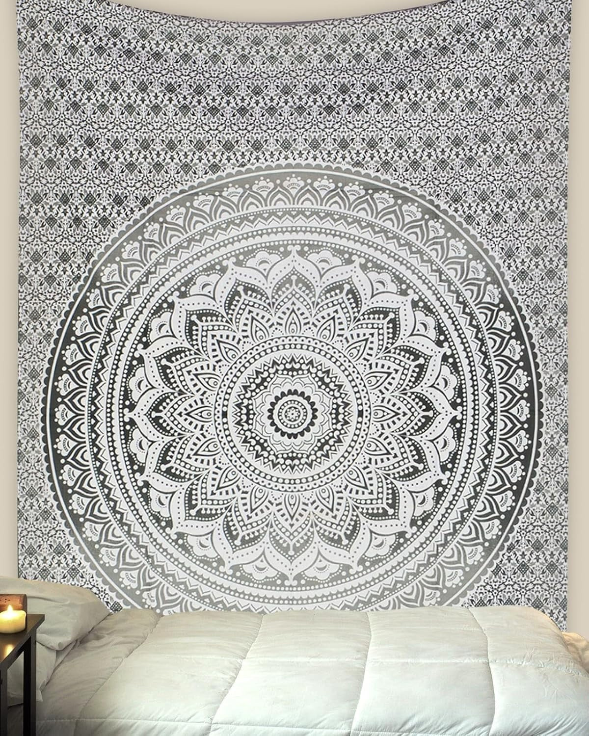 Hippie Mandala Wall Hanging Black White Boho Tapestry 85x90in
