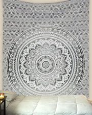 Hippie Mandala Wall Hanging Black White Boho Tapestry 85x90in