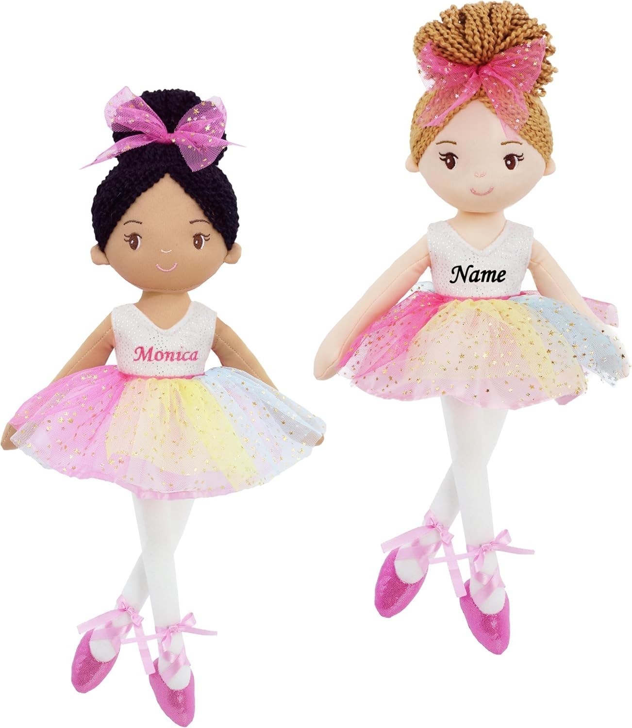 40cm Personalised Ballerina Plush Doll Custom Name Embroidered Gift