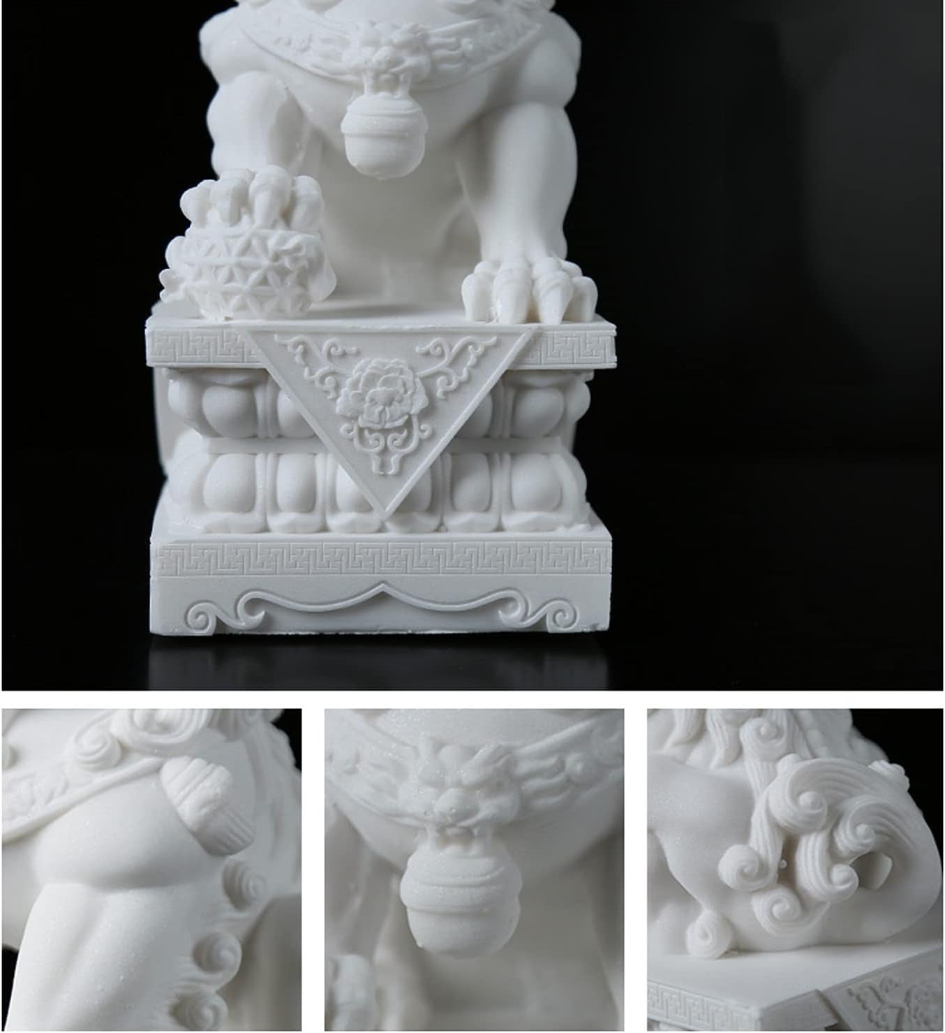 20cm Large Foo Dog Lion Statues Pair Stone Outdoor Feng Shui Guardian Home Decor