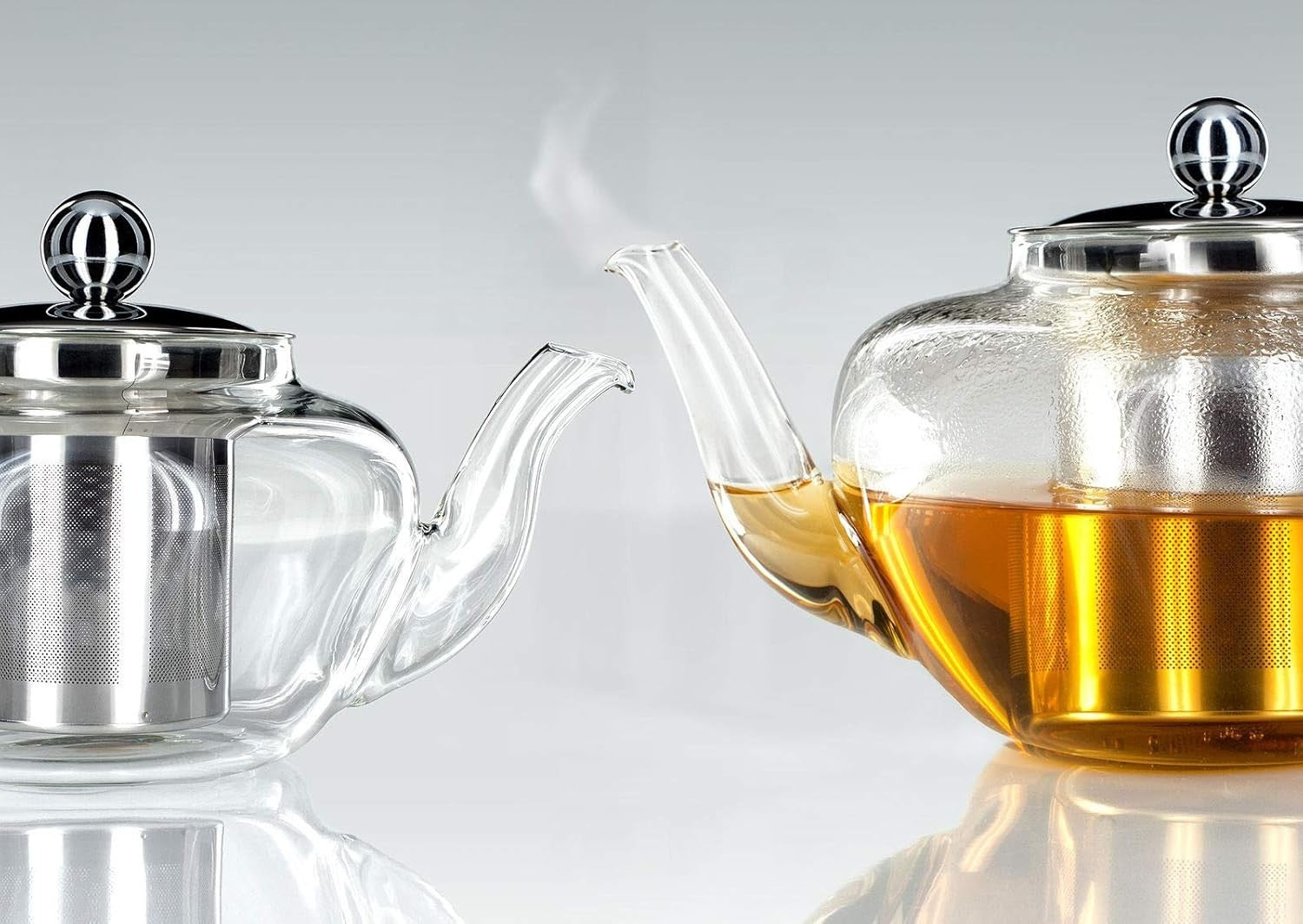 Glass Teapot 1L Loose Leaf Tea Pot Stainless Steel Infuser & Lid
