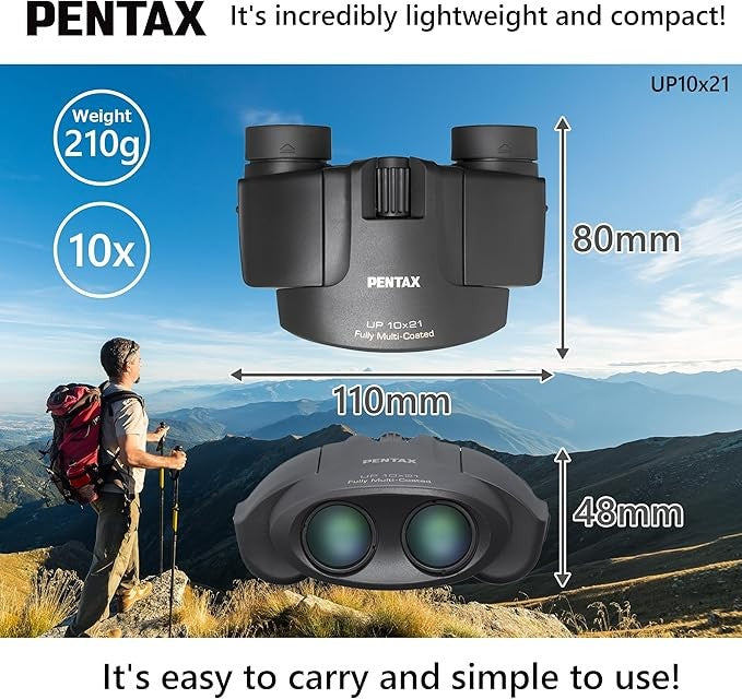 10x21 Compact HD Binoculars Porro Prism Multicoated Lens Outdoor Travel