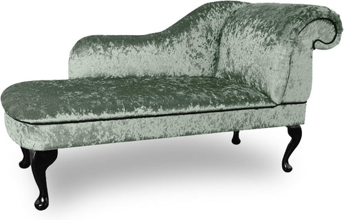 Shimmer Velvet Chaise Lounge Sofa Right Hand – Apple Green, UK Handmade
