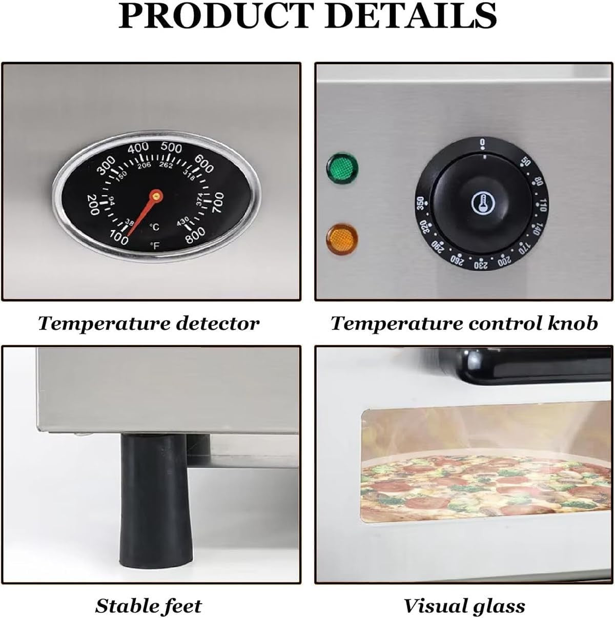 Commercial Electric Pizza Oven | Stainless Steel Countertop Cooker 350°C