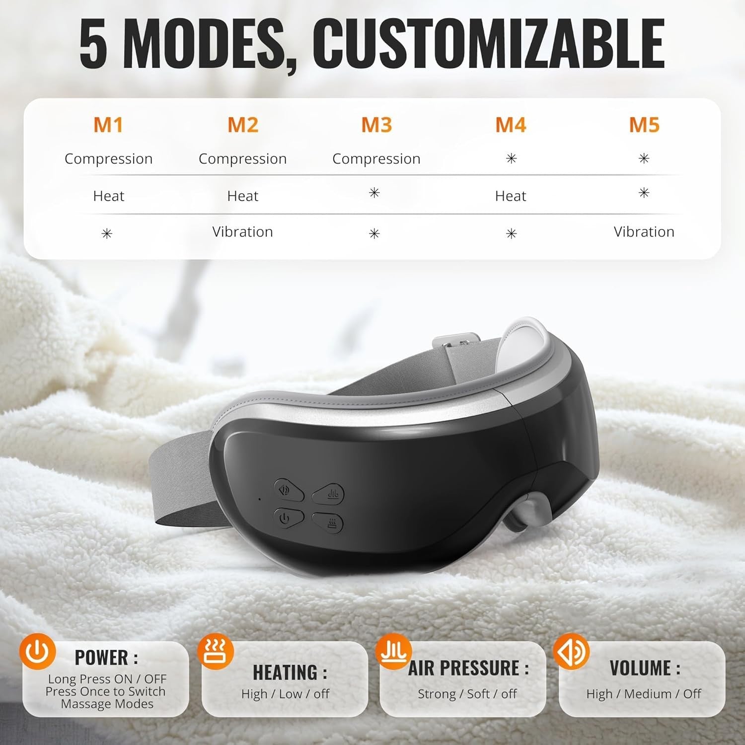 Heated Eye Massager FSA HSA Eligible Heat Compression Bluetooth