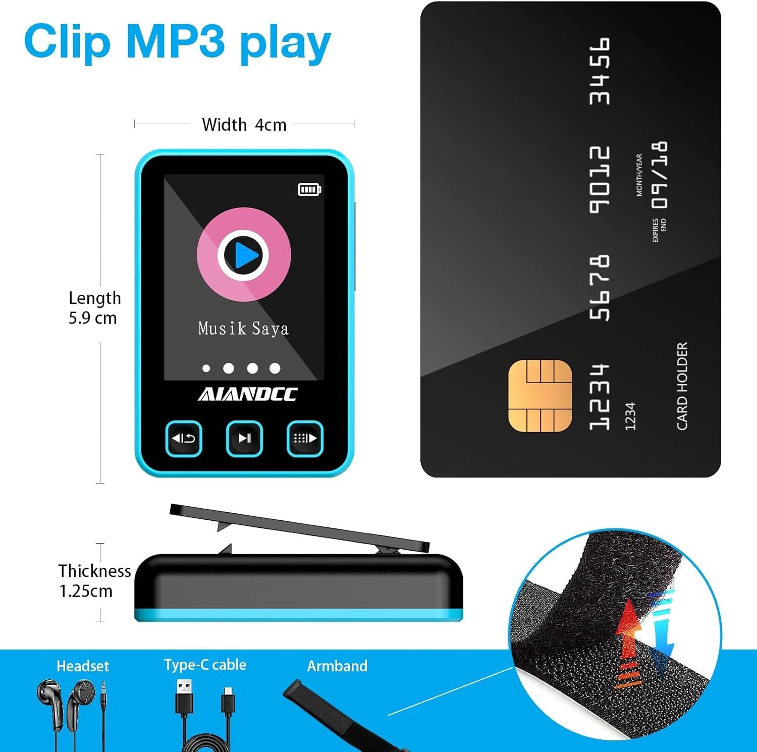 32GB MP3 Player Bluetooth Sports Clip with Armband & Earphones