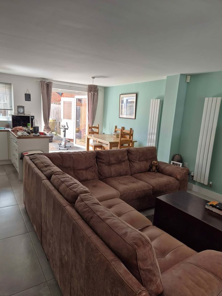Rustic Tan/Brown Leather Corner Sofa + Armchair (PTP)