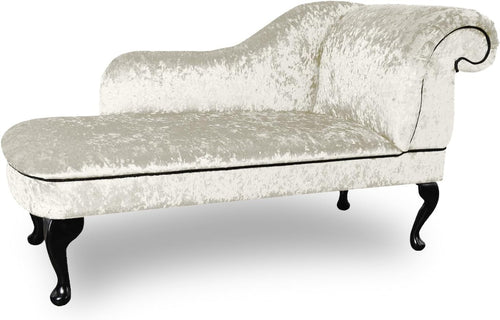 Shimmer Velvet Chaise Lounge Sofa Right Hand – Pearl, UK Handmade