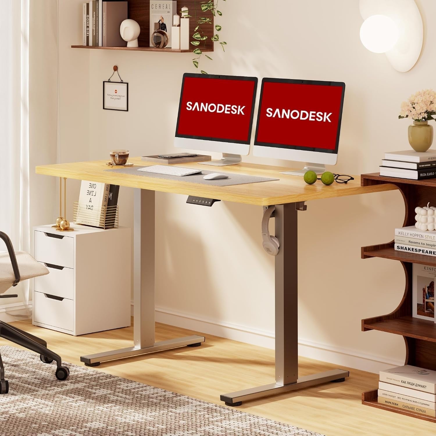 Electric Height Adjustable Standing Desk 140x80cm Ergonomic Sit Stand Table