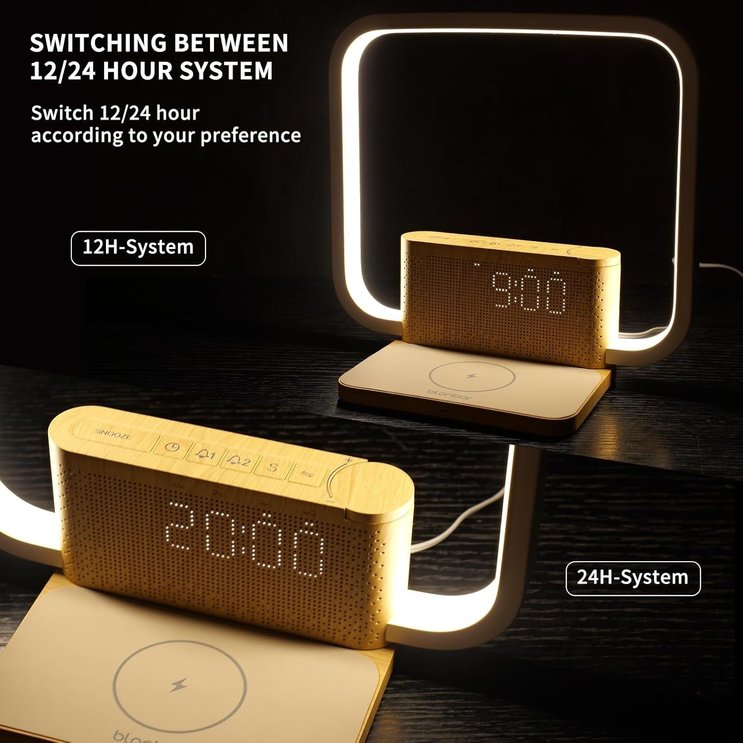 Sunrise Alarm Clock Bedside Lamp Wireless Charging Wake Up Light Sound
