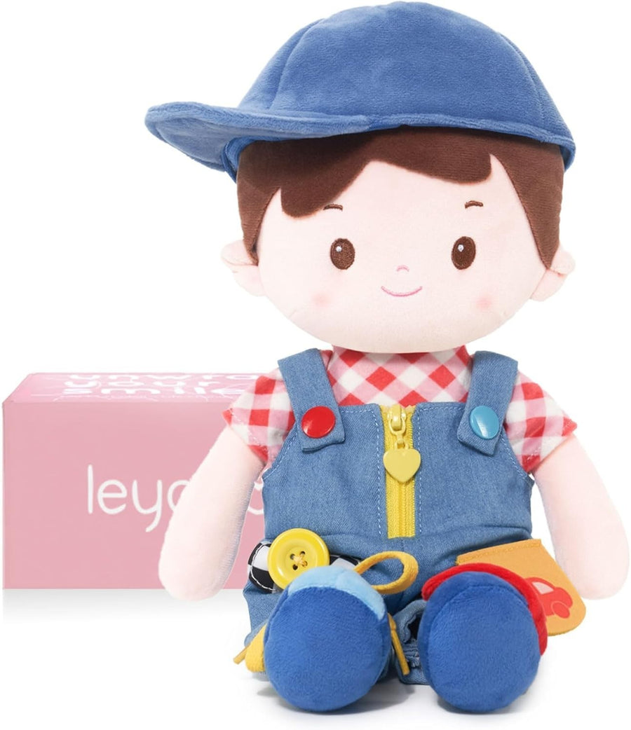 Montessori Busy Plush Doll 16in Button Learning Sensory Toy Toddler