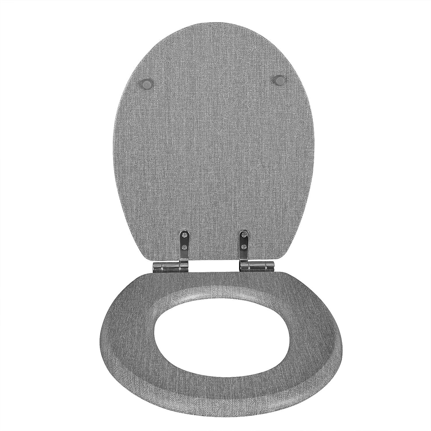 Wooden Toilet Seat Soft Close MDF Heavy Duty Standard WC 43.8x37.8cm Decorative