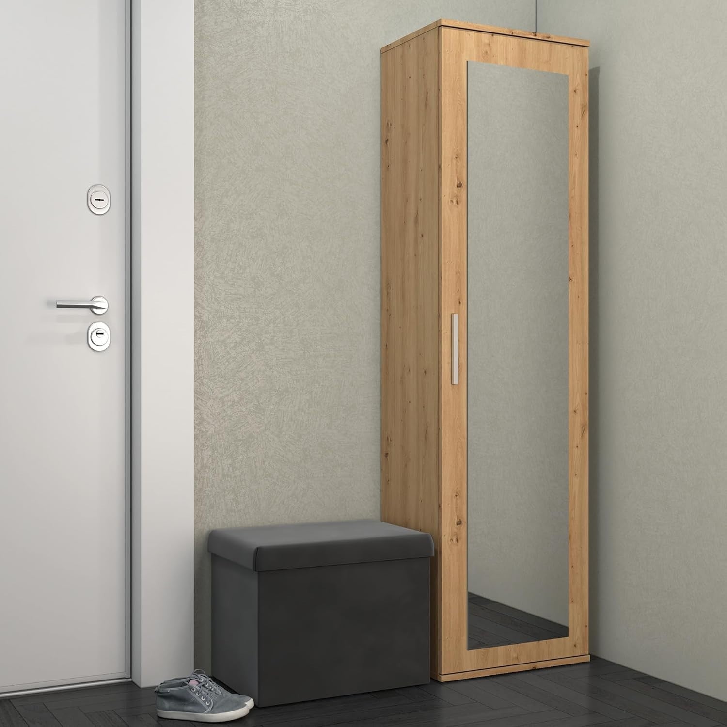 Modern Entryway Hall Wardrobe with Drawers & Hooks | Shoe Storage, 35x50x180cm