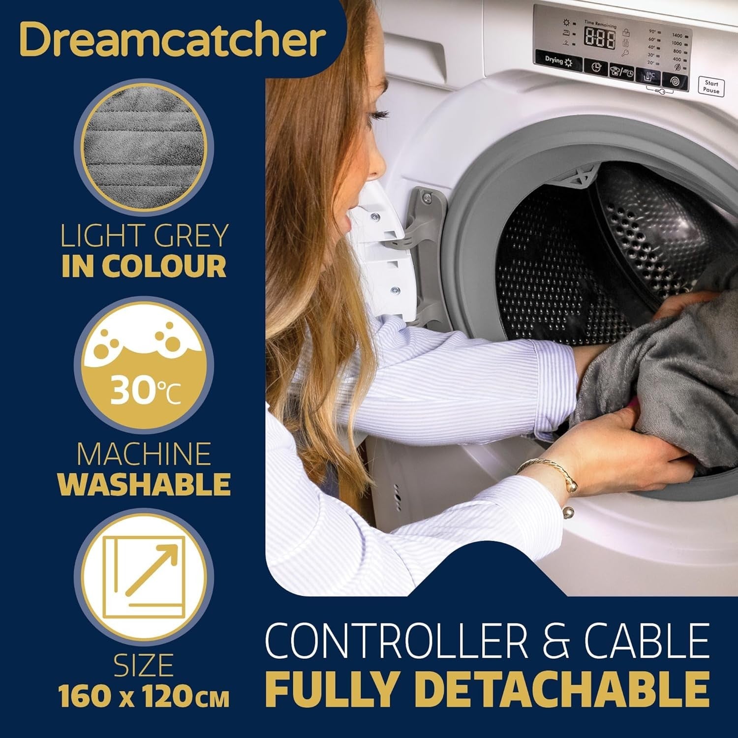 Electric Heated Throw Blanket 160x120cm Soft Fleece 9 Timer