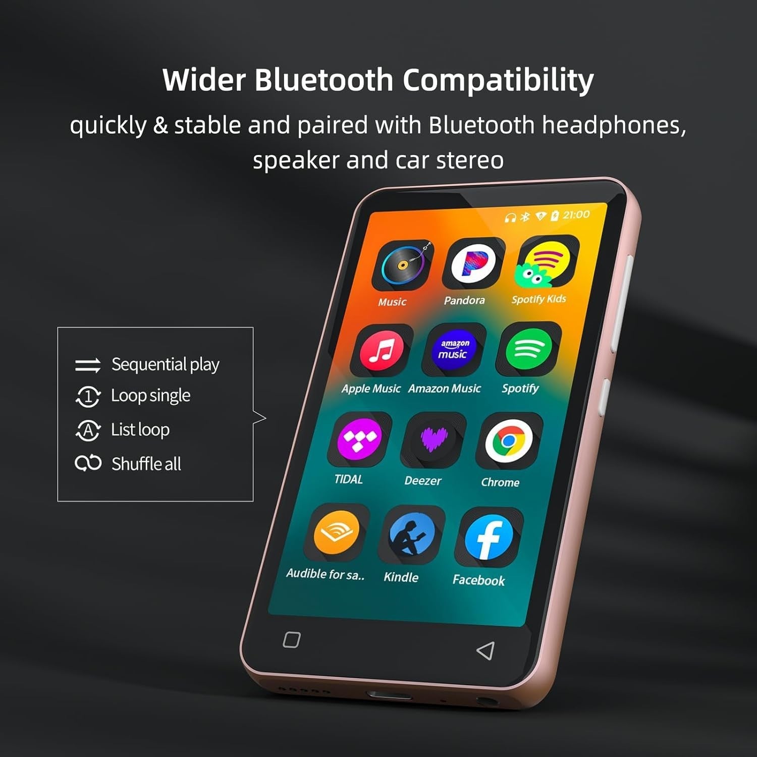 WiFi MP3 Player 80GB Bluetooth Spotify Pandora HiFi Touchscreen Walkman