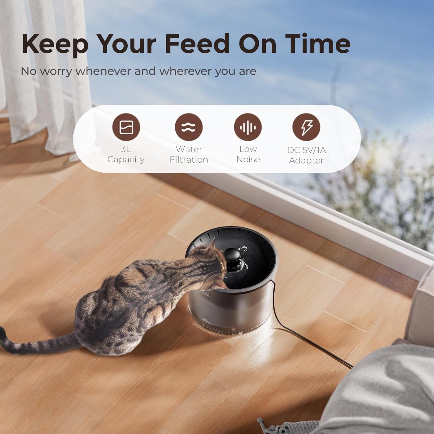 WiFi Automatic Cat Feeder Camera Water Fountain 1080P App Control 3L