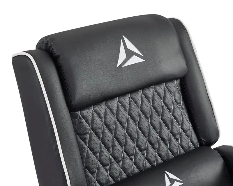 Black Gaming Recliner Armchair Faux Leather Chair w/ Footrest & Lumbar Support