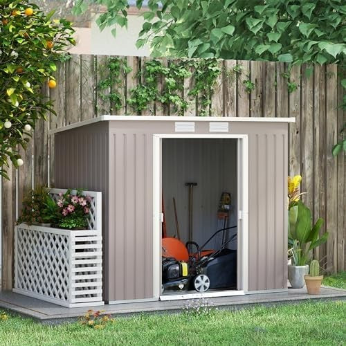 Metal Garden Storage Shed 7x4ft Waterproof Outdoor Tool Shed with Foundation