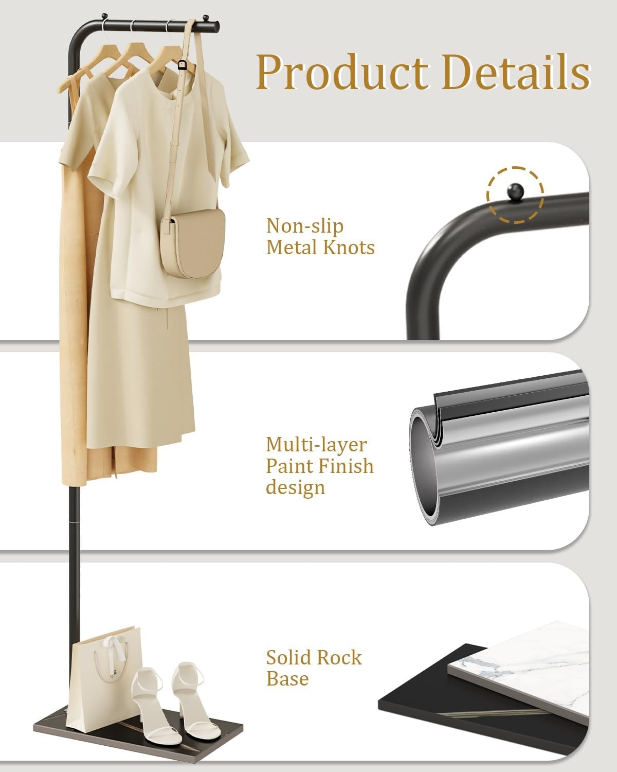 Black Metal L-Shape Coat Rack | Freestanding Clothes Stand 180cm Hall Organizer