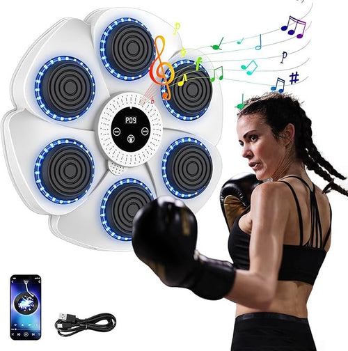 White LED Music Boxing Machine 9 Speed Wall Mount Bluetooth Reaction Trainer