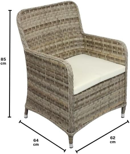 Brown Rattan Tub Armchair With Cushion Outdoor Garden Patio Dining Chair
