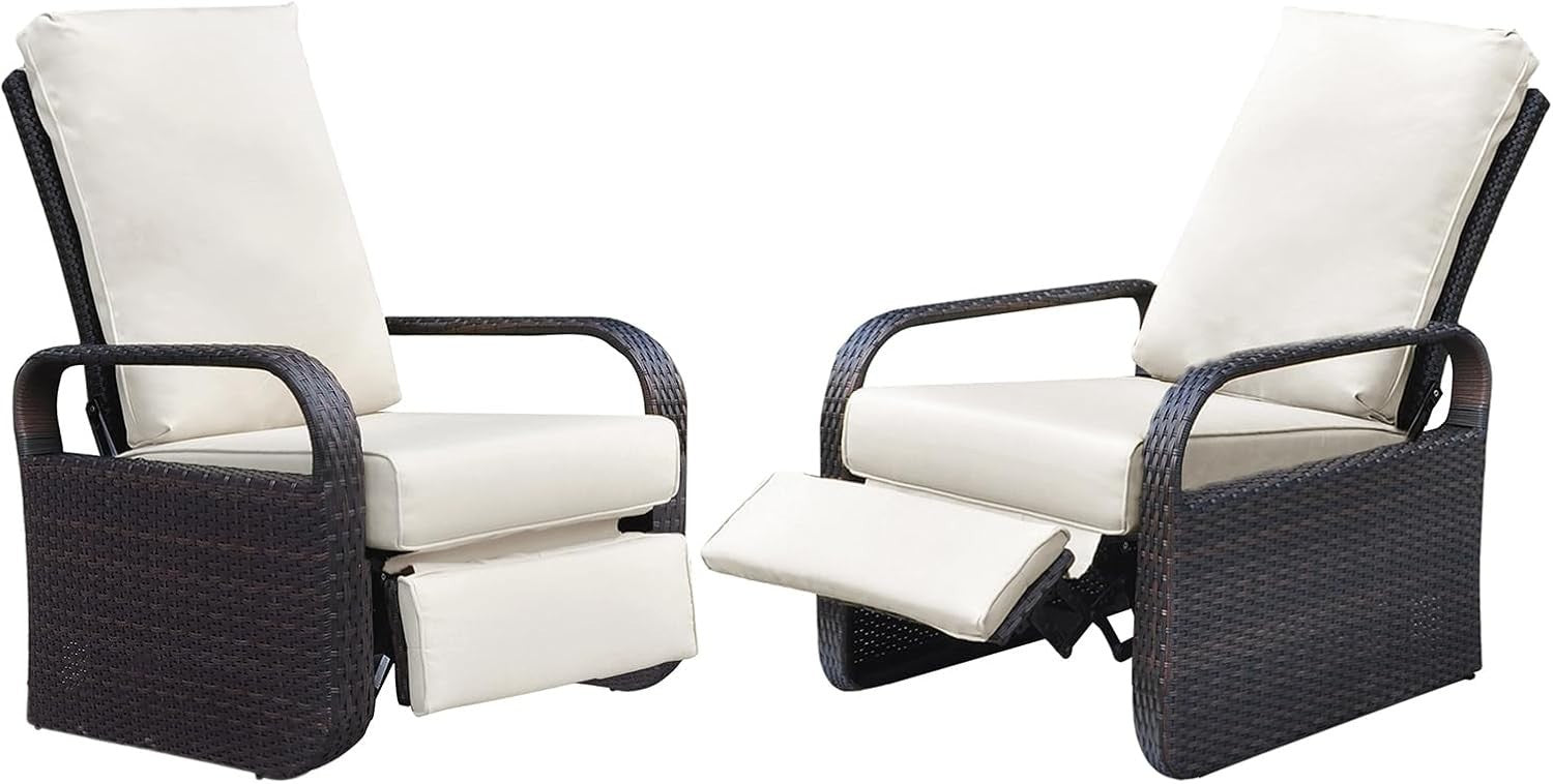 Adjustable Recliner Garden Chair Set Outdoor Rattan Patio Furniture 3-Position