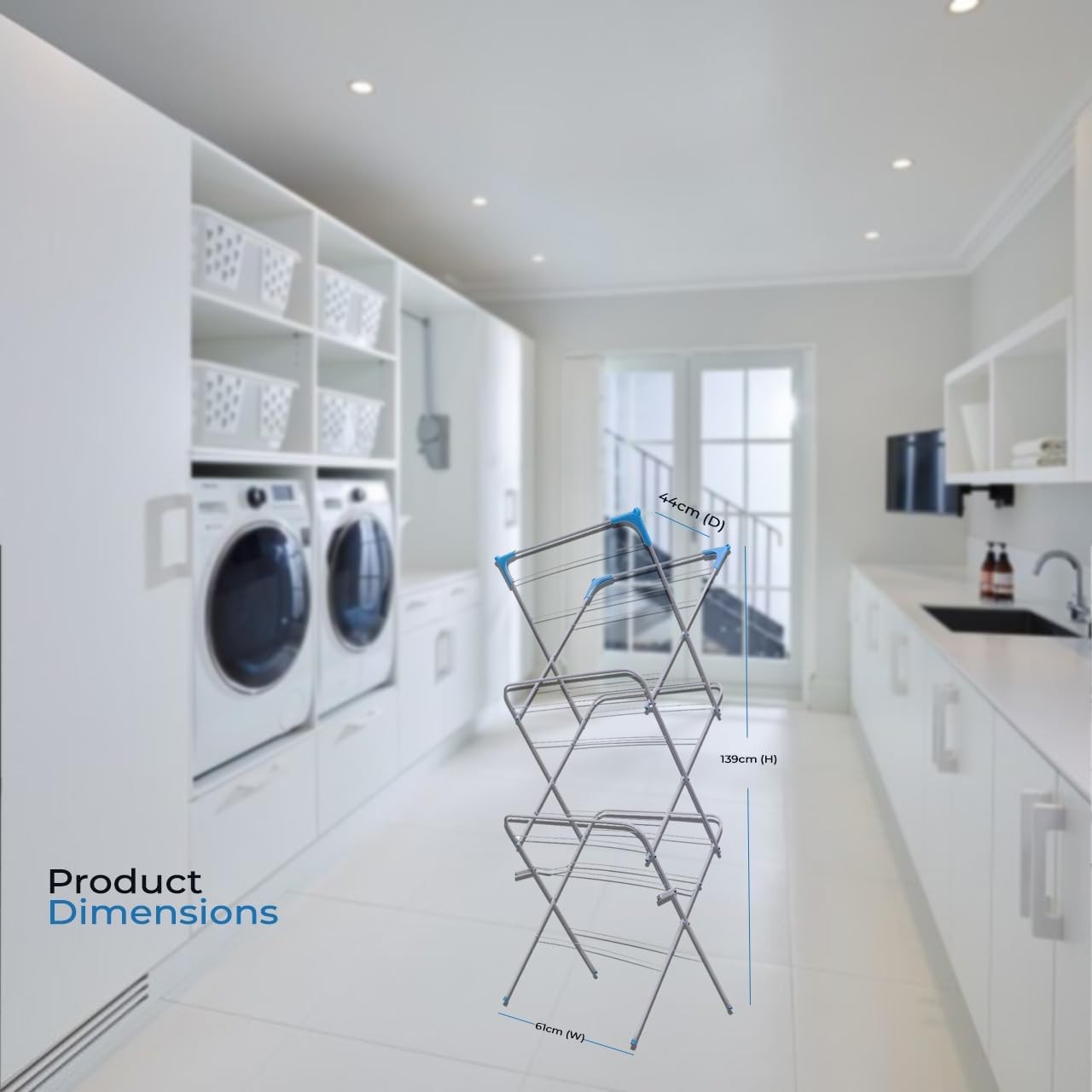 3 Tier Clothes Airer Folding Drying Rack Space Saving Indoor Outdoor Laundry