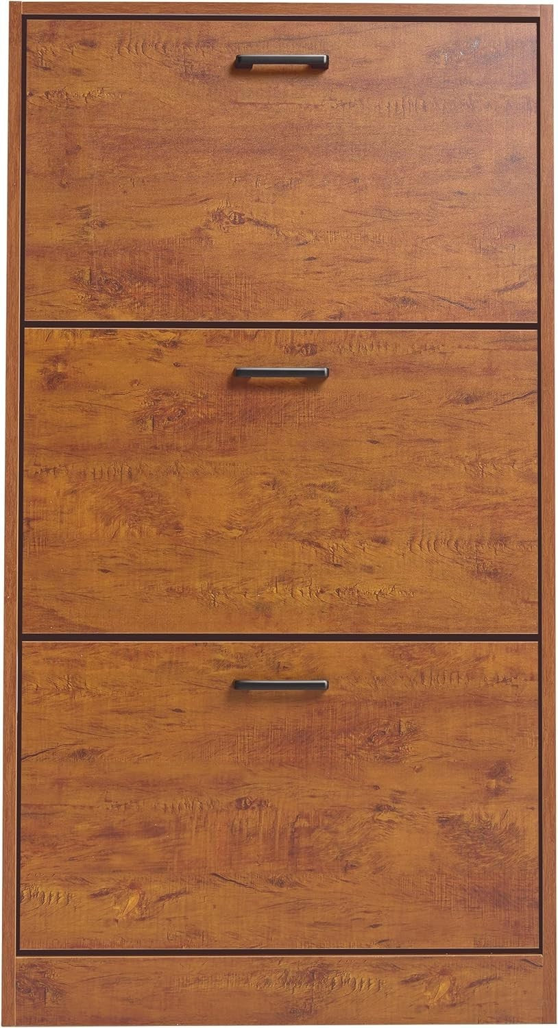 Space-Saving 3 Drawer Shoe Cabinet with Adjustable Shelves & Anti-Tip Safety